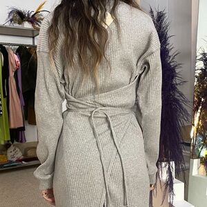 Gray Ribbed Maxi Dress